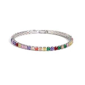 7CT Princess Cut Multicolore Lab Created Diamond Tennis Bracelet 14K Gold Plated